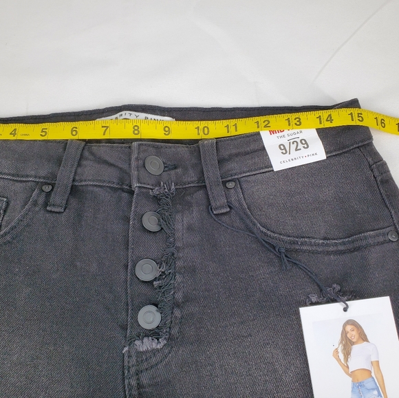Celebrity Pink Black Jeans Shorts Cut Offs Distressed Mid Rise The Sugar Sz 9/29 - Picture 4 of 5